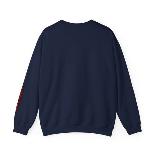 Dark navy crew neck sweater, plain back